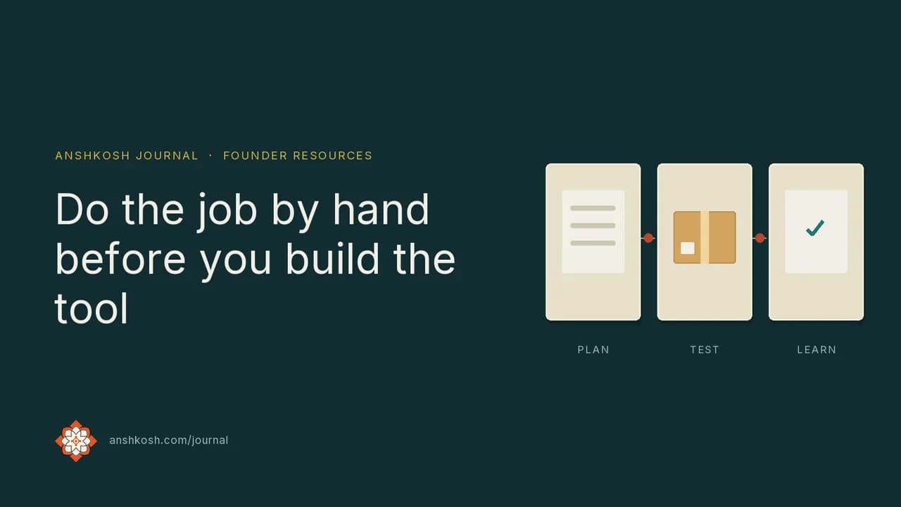 Do the job by hand before you build the tool